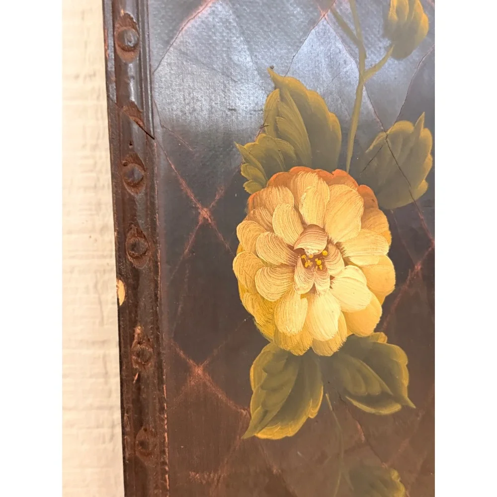 Floral Wall Mirror Misc OS Dark Brown Good Hand Painted Folk Art Decor